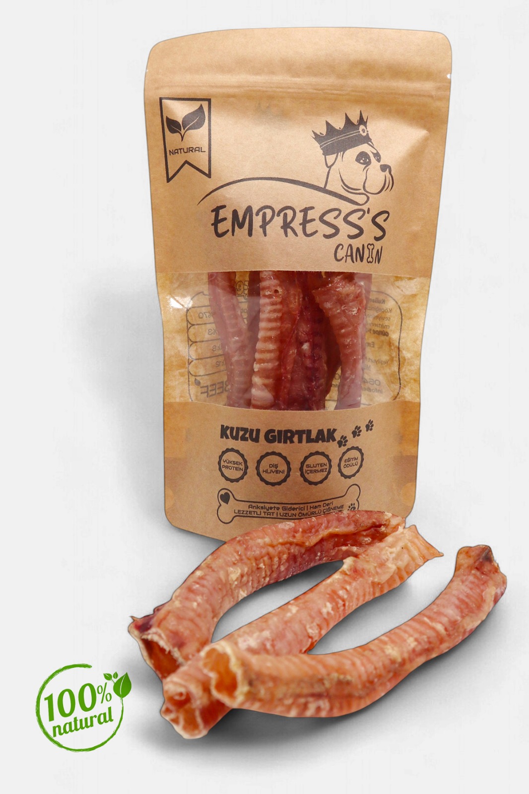 Kuzu Gırtlak Köpek Ödül Maması, %100 Doğal/Glutensiz